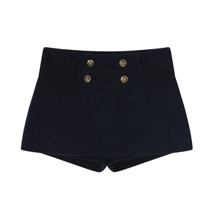 
F PROJECT [Leg Sculptor] Wool/corduroy double-breasted high-waisted hip-lifting slimming A-line culottes