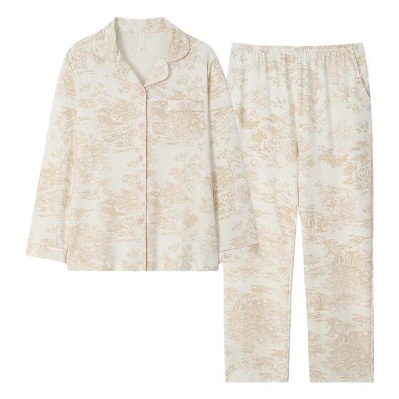 Pajamas for women spring and autumn pure cotton long-sleeved mom autumn 2026 new autumn and winter large size autumn home wear set