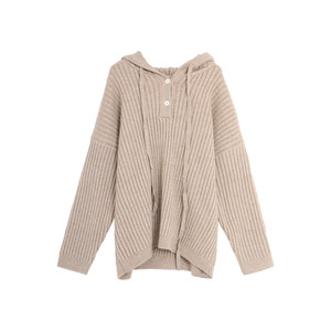
Nishimachimura House Sweater Women's New Winter Casual Simple Loose Hooded Pullover Knit Top HD8104007