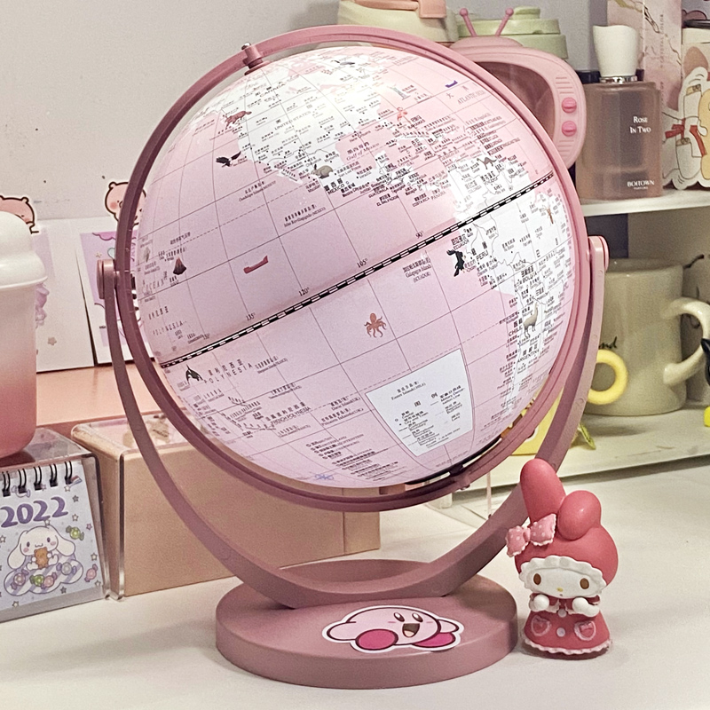 天屿 20CM双子座粉色小型正版学生用初中生智能AR儿童女孩男孩生日礼物台灯发光摆件世界地图仪球