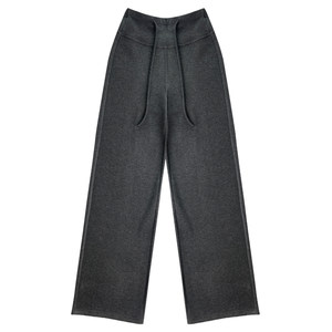 
Gray pants for women, spring and autumn glutinous rice pants, narrow version, casual straight-leg wool sports pants, wide-leg pants with drape