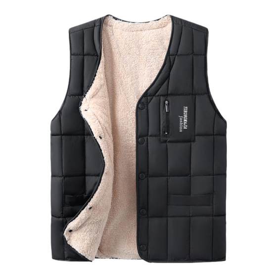 Autumn and winter new middle -aged and elderly down cotton vest vests male plus velvet thickened large -size horses clip inside and outside the inside and outside
