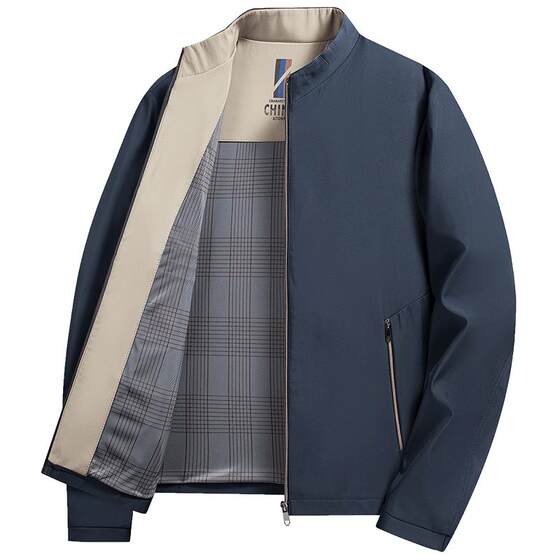 
Luo Meng middle-aged and elderly business short stand-collar jacket men's spring new administrative cadre lapel jacket dad wear