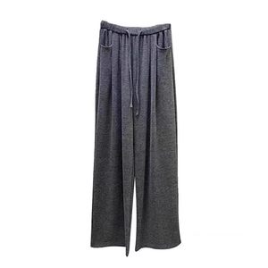 Milk tea color pants glutinous rice pants for women's autumn and winter large size pear-shaped body slim and lazy wide-leg straight casual pants