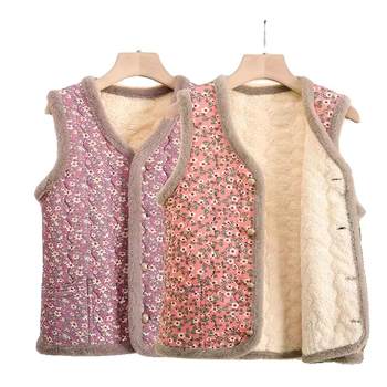 Mom plus velvet thickened vest cotton jacket jacket
