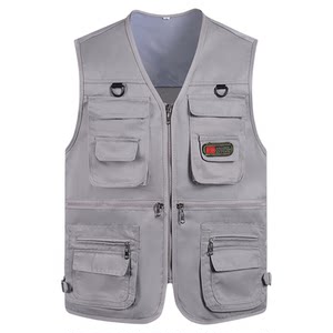 
Four seasons middle-aged men's V-neck vest multi-pocket vest vest vest dad outfit outdoor photography fishing horse clip