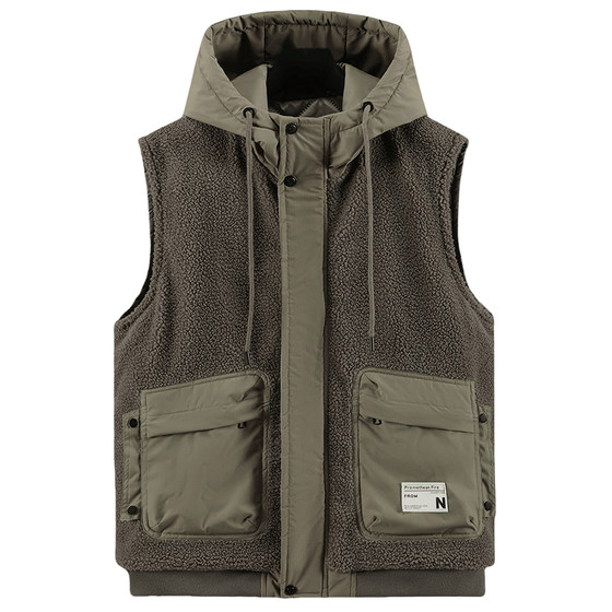 
Autumn and winter American work vest 2025 new early autumn thin cotton vest vest wears lamb velvet horse clip jacket for men