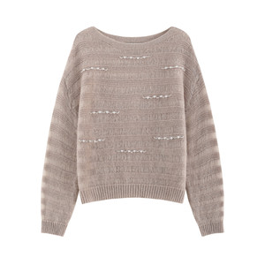 
[Yuanying] Heavy vintage draped wool blended paper handmade beaded silhouette slim sweater-AW64