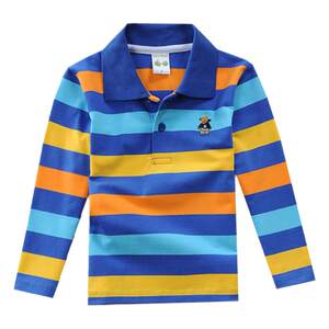 
Children's Spring and Autumn Children's Clothing New Style Medium Large Children's Cotton Long Sleeve T-shirt Baby Lapel T-shirt Boy's Thin Base Shirt