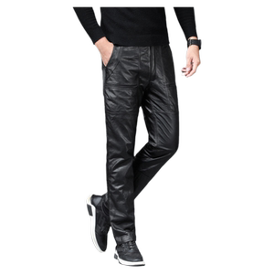 Haining leather pants men's cowhide casual loose motorcycle men plus velvet thickened and removed can be removed