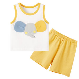 
Borien male and female baby vest set spring and summer infant pure cotton boy breathable sleeveless top + shorts