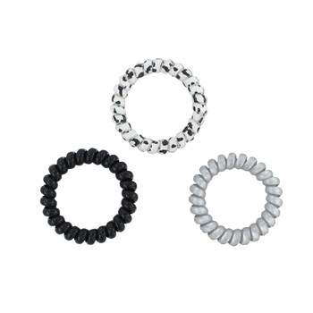 3-pack cute black and white cow series telephone rope hair ring basic versatile high elastic head rope rubber band hair accessories