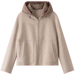 
Twelve Baskets Mall same style winter wool blended double-sided wool detachable hooded coat short coat for women