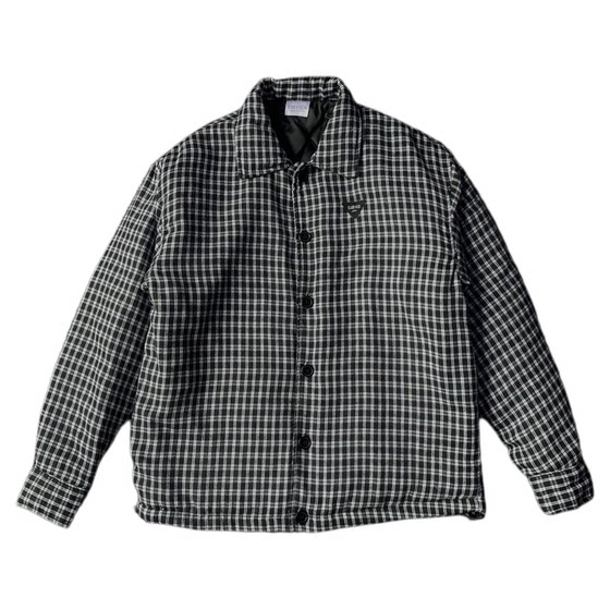 
Japanese plaid shirt-style lapel padded jacket for men in autumn new plaid cotton-padded clothes for women trendy brand couples