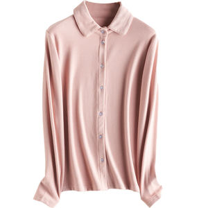 
Cashmere protein skin-beautifying shirt for women 2025 autumn and winter new layered inner collegiate style German velvet heated long-sleeved shirt