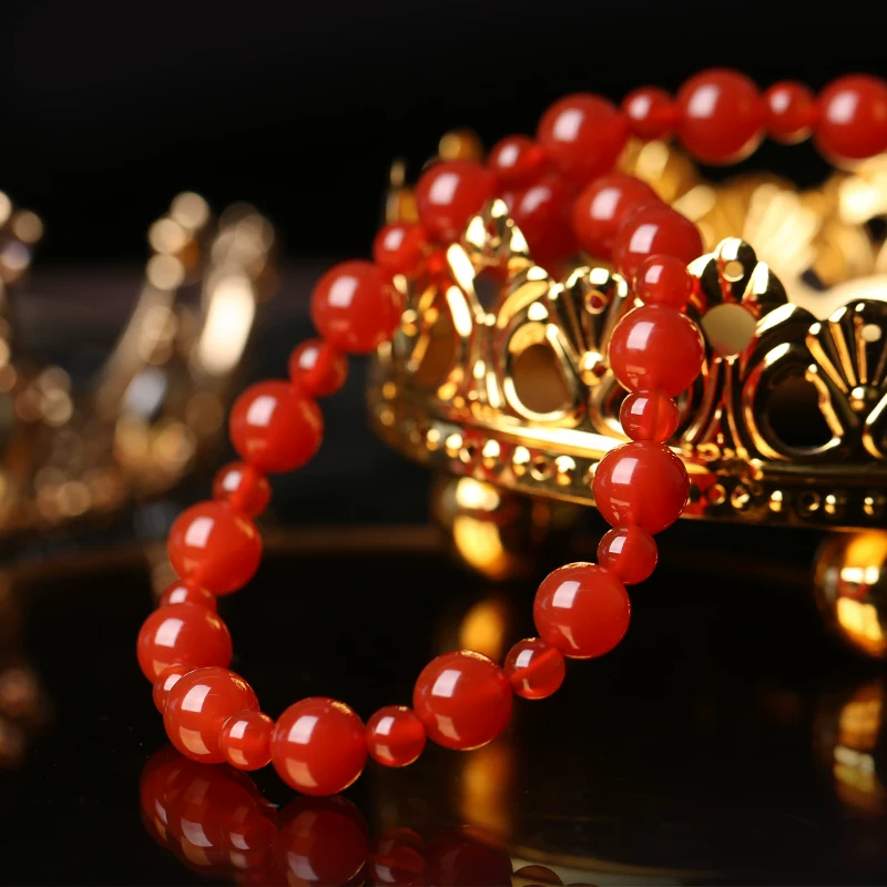 「幸运女神」红玛瑙双圈大小珠手链【含师傅祈福，发货周期7-20天】