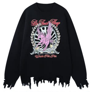 
BJHG reckless retro Year of the Horse sweater men's autumn and winter American trendy brand sweater couple sweater women