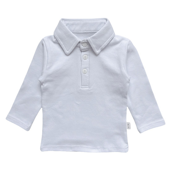 
Baby polo shirt spring and autumn winter lapel shirt boy pure cotton A-type thickened long-sleeved T-shirt baby base shirt autumn clothes
