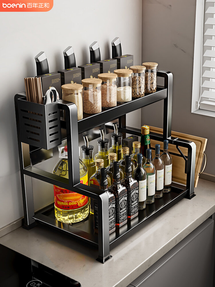 Giá đựng gia vị nhà bếp không vít Giá để dao đũa nhiều tầng đa chức năng để bàn gia vị Giá đựng đồ dùng nhà bếp kệ tủ bếp thông minh kệ để nhà bếp