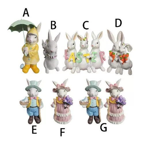 Смола мини -садовый кролик статуи статуи.