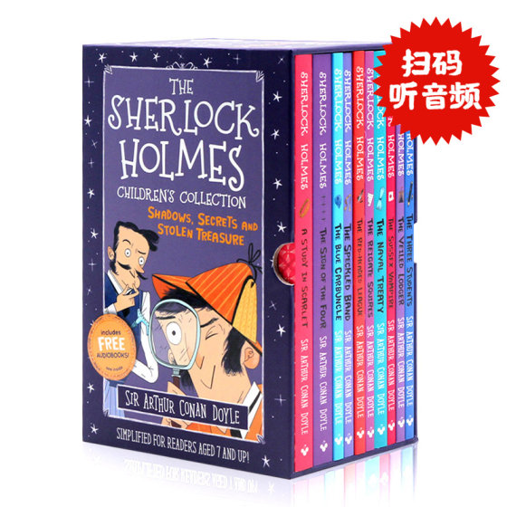 福尔摩斯探案全集进口英文原版经典故事书10册盒装The SHERLOCK HOLMES 学生课外阅读提升桥梁书章节书 神探夏洛克 柯南道尔