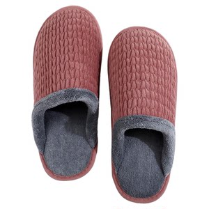 
New autumn and winter warm cotton slippers for men and women's home fabric interior floor anti-slip soft bottom fur drag beef tendon bottom