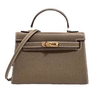 Ha Niu's second -generation Kelly bag elephant gray high -level sensory leather ladies bag mini hand -lifting texture messenger bag female
