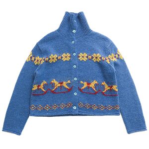 
Deer and Birds 'Horse Lianlian' Year of the Horse Trojan Jacquard Lapel Sweater New Year Cardigan 7290