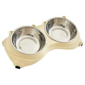 Cat bowl Dog bowl Cat food bowl Cat rice bowl Double bowl Stainless steel is not easy to overturn to protect the neck Drink water and eat grain integrated bowl

