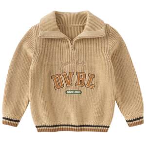 
David Bella Children's Sweater Pullover 2026 Spring Boys' Casual Cotton Knitted Long-Sleeved Polo Collar Top