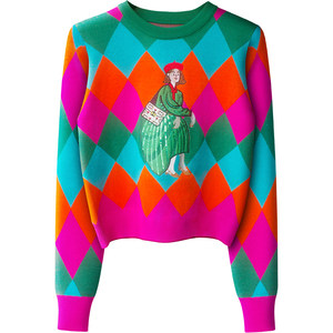 Embroidery Lingge Gegi high -waisted long -sleeved pullover sweater women autumn and winter new warm bottoming knit sweater outside wearing tops
