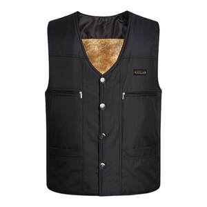 Middle -aged and elderly men's vest autumn and winter thick and cotton vest vests spring and autumn keep warm cotton, shoulder thick casual vest