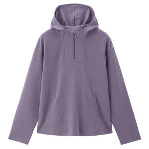 
Giordano sweatshirt women's new double-sided cloth half-zipper hoodie solid color simple style hooded pullover 13324746