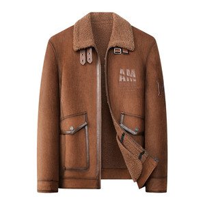 
Winter fur one-piece imitation suede leather jacket men's short lapel 100% lambswool liner jacket jacket trend