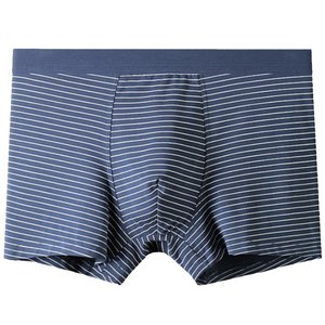 莫代尔棉内裤男运动舒适透气不卷边大码中腰色织条纹男生四角裤衩