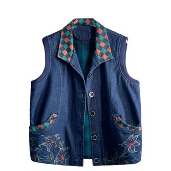 Middle-aged and elderly mothers' spring and autumn plus size denim vest