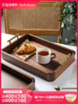 Sheli cao cấp màu đen óc chó chắc chắn khay gỗ hình chữ nhật hộ gia đình bằng gỗ ăn nhẹ tấm bánh trà khay lưu trữ khay trà bằng gỗ lũa