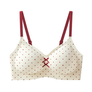 
High school student underwear women's fixed cup push-up small breast lifting soft support beautiful back sling girly style floral bra