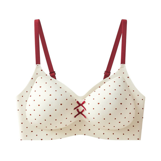 
High school student underwear women's fixed cup push-up small breast lifting soft support beautiful back sling girly style floral bra