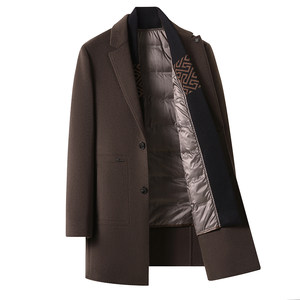
Pierre Cardin winter thickened wool coat middle-aged down liner men's high-end double-sided woolen coat