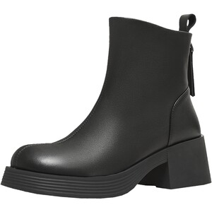 
Tianmeiyi retro milk leather boots plus velvet Chelsea boots women's shoes high heels fashion boots leather boots winter new style