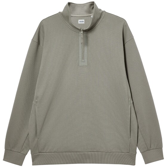 
[AT Series] Jack Jones Men's Spring Sweater Top Half Zipper Loose Stand Collar Ribbed Trendy Long Sleeves