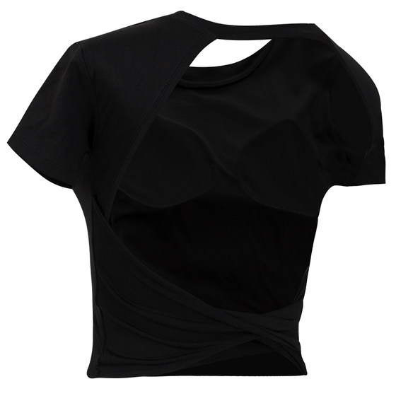 
Lanwen beautiful back yoga suit for women with fixed chest pad high strength body clothes outdoor running high elastic sports short sleeves summer
