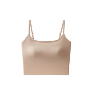 
Liquid foundation underwear beautiful back women's invisible seamless 2026 summer ice silk gathered skin color suspender bra one-piece vest