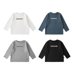 
Youyou Children's Offset Letter Round Neck Loose Versatile Pullover Long Sleeve T-Shirt Handsome Boys Spring and Autumn Bottoming Top