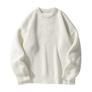 
Boys' white sweater, men's autumn and winter loose lazy style casual tops couple sweaters 2026 new sweaters