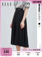 Дизайнерская черная цветная длинная юбка в складку, французский стиль, высокая талия, по фигуре, тренд сезона, длина миди