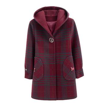 Mom Spring and Autumn and Winter Tweed Coat Middle-aged and Elderly Women Large Size