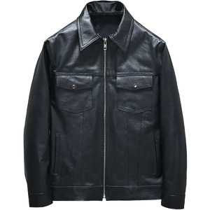 
Napa head layer soft cowhide genuine leather leather jacket men's slim short lapel casual denim jacket youth jacket