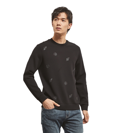 
[Clearance] Gusha spring new men's black modal ice silk breathable sweatshirt hot diamond pattern long-sleeved T-shirt